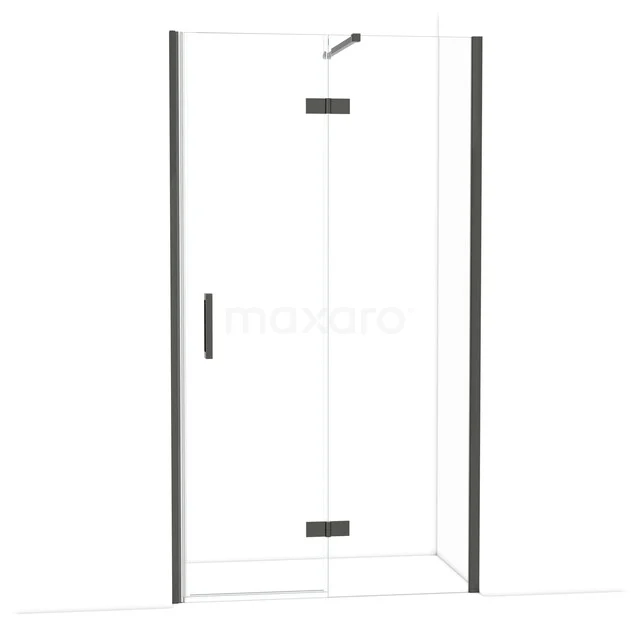 Diamond Shower door | 110 cm Black chrome Clear glass Pivot door DDB22652110BC Corner shower cabin with clear glass, black frame and hinged door, ideal for a modern bathroom.
