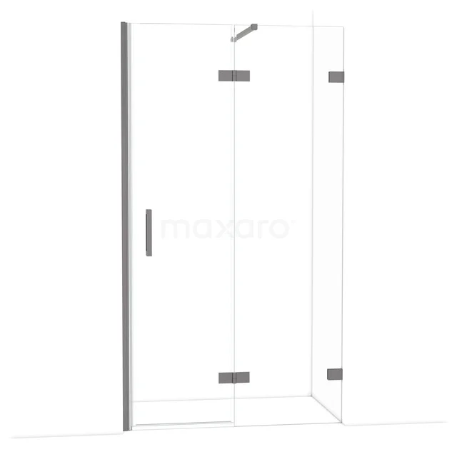 Diamond Douchedeur | 110 cm Zwart metaal Helder glas Draaideur DDB22652120ZM Glazen douchecabine met hoekinstap, heldere panelen en chromen scharnieren, perfecte toevoeging aan elke moderne badkamer.