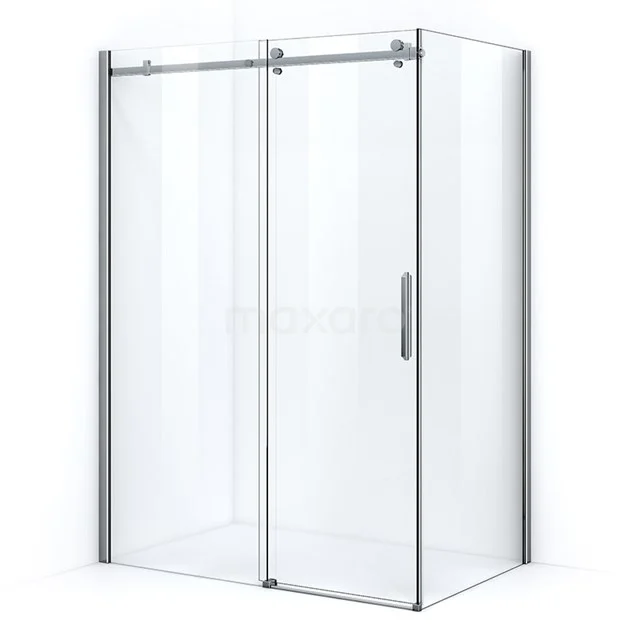 Glass shower enclosure with sliding door, clear glass and aluminium profiles, ideal for a modern bathroom.