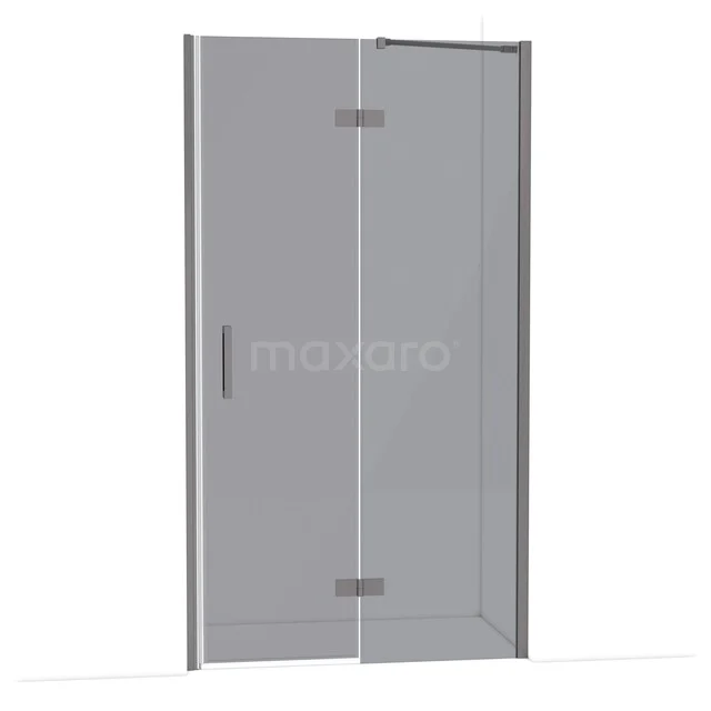 Diamond Shower door | 110 cm Black metal Smoke glass Pivot door DDB22652211ZM Glazen douchedeur met scharnieren, helder glas en aluminium profiel, ideaal voor een moderne badkamer.