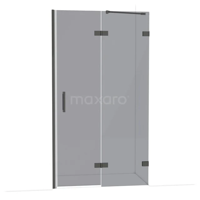 Diamond Douchedeur | 110 cm Zwart chroom Rookglas Draaideur DDB22652221BC Douchedeur van helder glas met matzwart profiel, draaipaneel en strak design, perfect voor een moderne badkamer.