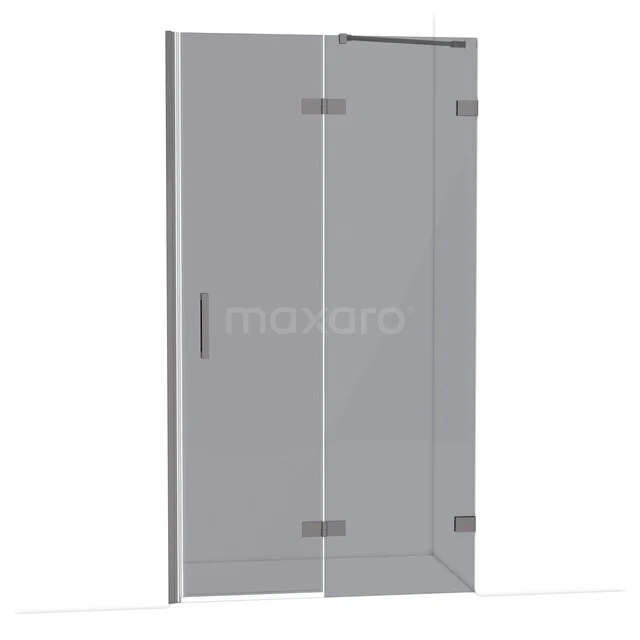 Glasene Duschtür mit Scharnieren, transparent und modernes Design, ideal für eine stilvolle Badezimmergestaltung.