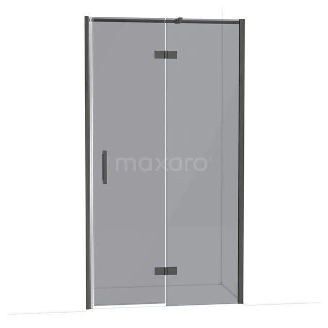 Diamond Shower door | 110 cm Black chrome Smoke glass Pivot door DDB22652311BC Douchedeur met mat zwarte profielen, helderglas en minimalistisch design, ideaal voor een moderne badkamer.