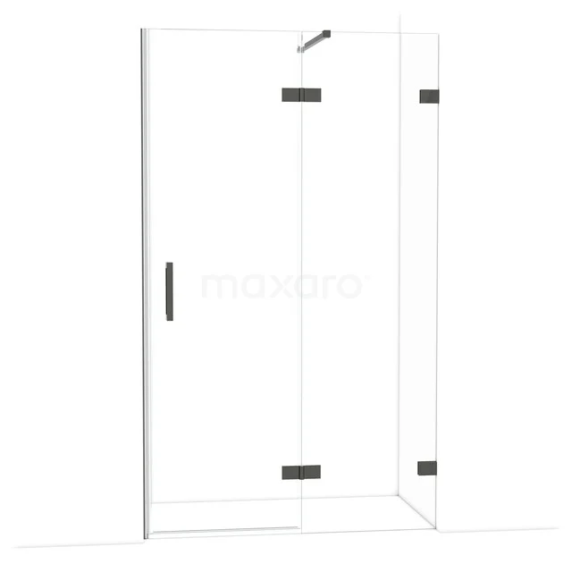 Diamond Duschtür | 120 cm Schwarzchrom Klarglas Drehtür DDB22661120BC Duschwand aus Klarglas mit schwarzen Scharnieren und Haltegriff, perfekt für einen modernen Badezimmerstil.