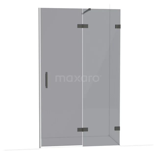 Duschtür Diamond 120 cm 8mm Rauchglas Sicherheitsglas Schwarz Chrom DDB22661121BC Glas Duschtür mit Matt Schwarz Scharnieren und Haltegriff, schlankes Design passend in modernen Bäder.