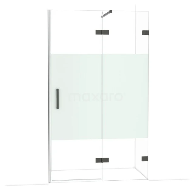 Douchedeur met draaideur, helder glas en mat wit middenpaneel, modern design voor een stijlvolle badkamer.