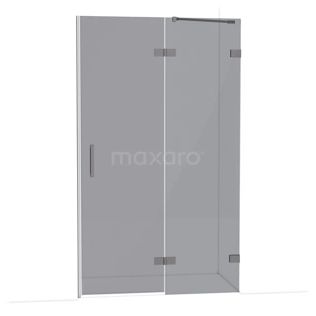 Diamond Shower door | 120 cm Black metal Smoke glass Pivot door DDB22661221ZM Glazen douchedeur met helder glas en chromen scharnieren, strak design; perfect voor een stijlvolle badkamerinrichting.