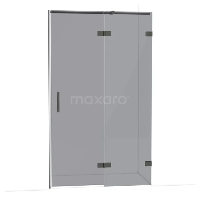 Duschtür Diamond 120 cm 8mm Rauchglas Sicherheitsglas Schwarz Chrom DDB22661321BC Glasdouchedeur mit silberfarbenem Rahmen und Drehmechanismus, ideal für eine moderne Badezimmergestaltung.