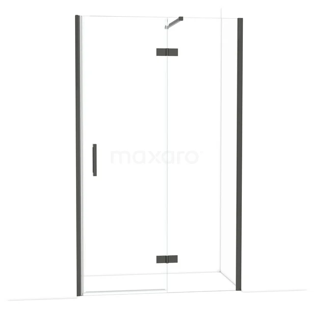 Diamond Shower door | 120 cm Black chrome Clear glass Pivot door DDB22662110BC Glass shower wall with black profiles, modern corner arrangement, ideal for a stylish and functional bathroom.