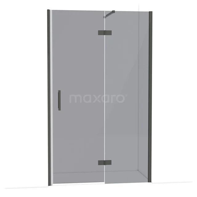 Diamond Shower door | 120 cm Black chrome Smoke glass Pivot door DDB22662111BC Douchedeur met helder glas, zwart frame en scharnieren, moderne uitstraling, perfect voor een stijlvolle badkamerinrichting.