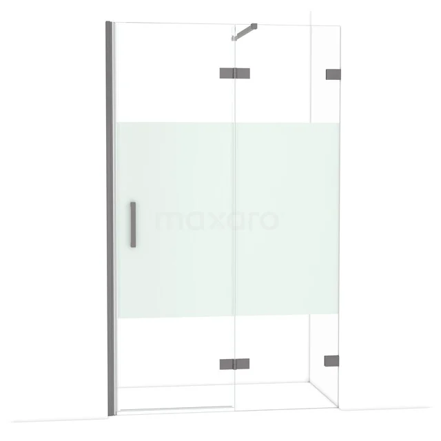 Diamond Duschtür | 120 cm Schwarzes Metall Klar mit matter Streifen Drehtür DDB22662123ZM Duschwand mit Klarglas, Matt Weißem Band und chromatischen Scharnieren, ideal für ein modernes Badezimmer.