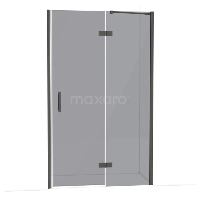 Diamond Shower door | 120 cm Black chrome Smoke glass Pivot door DDB22662211BC Glazen douchedeur met mat zwarte accenten, draaideurontwerp, ideaal voor een moderne badkamer.