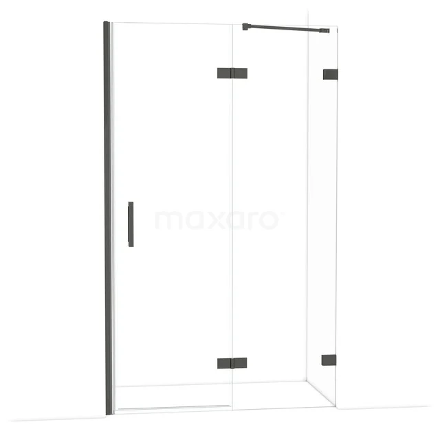 Diamond Douchedeur | 120 cm Zwart chroom Helder glas Draaideur DDB22662220BC Douchecabine met helder glas, zwart beslag en hoekinstap, ideaal voor moderne badkamers.