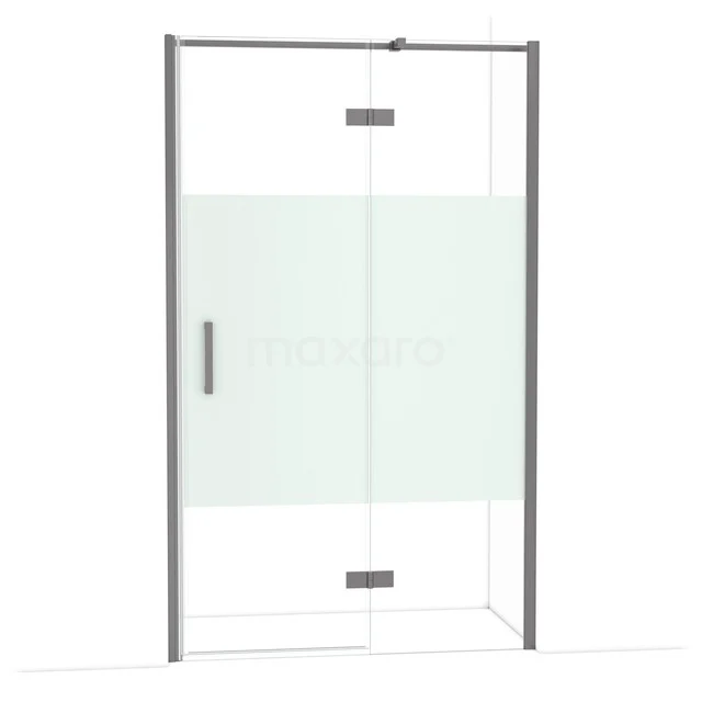 Diamant-Duschtüren DDB22662313ZM Duschtür mit Scharnier, Klarglas und mattem Bereich, Aluminiumprofil, ideal für einen modernen Badezimmerstil.