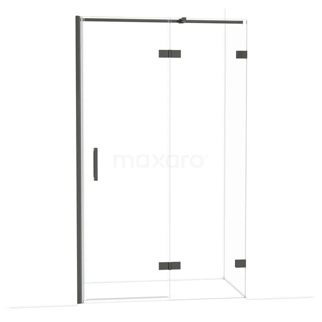 Diamond Douchedeur | 120 cm Zwart chroom Helder glas Draaideur DDB22662320BC Glazen douchecabine met zwart frame, hoekinstap en draaideur, perfect voor een moderne badkamer inrichting.