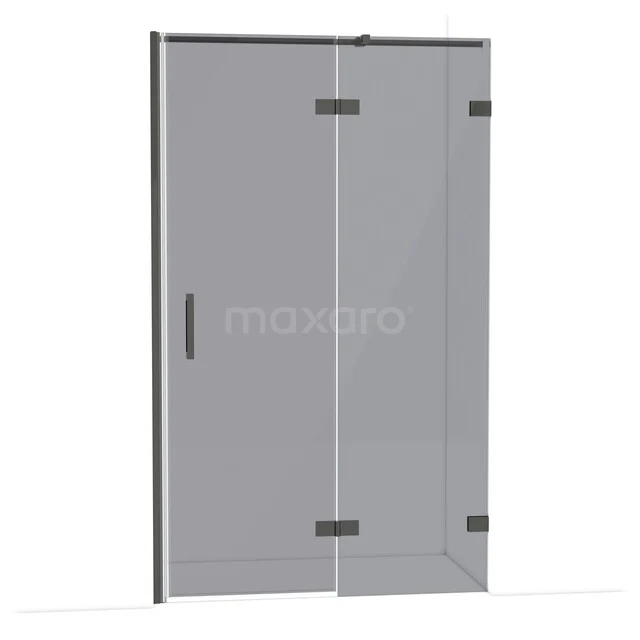 Diamond Douchedeur | 120 cm Zwart chroom Rookglas Draaideur DDB22662321BC Douchedeur met mat zwart frame, helderglas en scharnieren, ideaal voor een moderne badkamer.