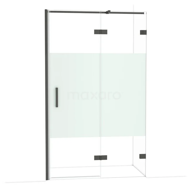 Diamant-Duschtüren DDB22662323BC Duschkabine mit Schwarz Rahmen, Klarglas und Matt Weiß Paneel, ideal als stilvolle Trennwand für das Badezimmer.