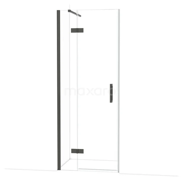 Diamond Douchedeur | 80 cm Zwart chroom Helder glas Draaideur DDB21351110BCN Glazen douchedeur met zwart frame en scharnieren, modern design, ideaal voor een stijlvolle en functionele badkamer.