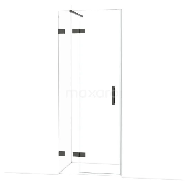 Diamond Duschtür | 80 cm Schwarzchrom Klarglas Drehtür DDB21351120BC Duschtür mit Schwarz mat Profil, Eckaufstellung und Drehtür, aus gehärtetem Glas, ideal für ein modernes Badezimmer.