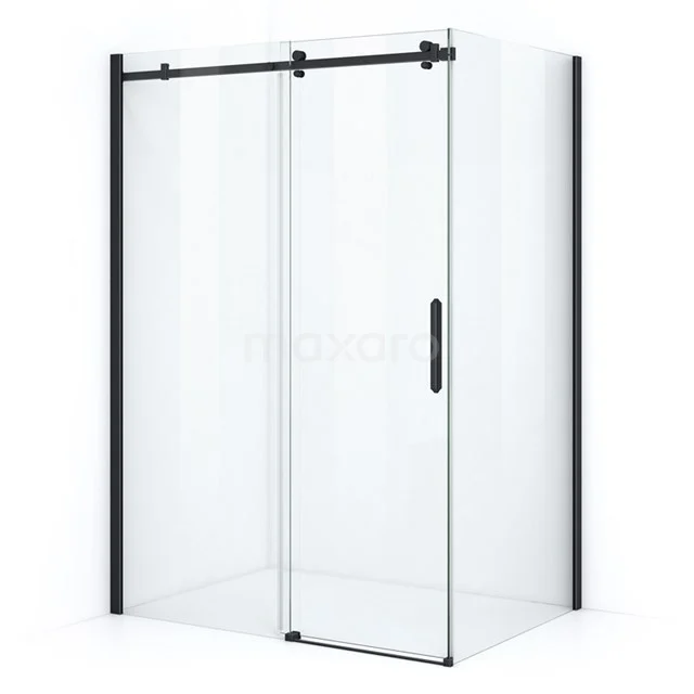 Modern shower enclosure with matte black profiles, sliding door and clear glass, perfect for a stylish bathroom renovation.