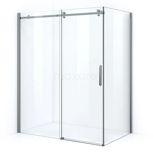 Duschkabine Crystal Allure 160x90cm aus klarem Sicherheitsglas mit Schiebetür Vierkant-Rollensystem Chrom L5120-1609C Glasene Duschwand mit Schiebetür, transparentes Design, Aluminiumprofil, ideal für moderne Bäder.