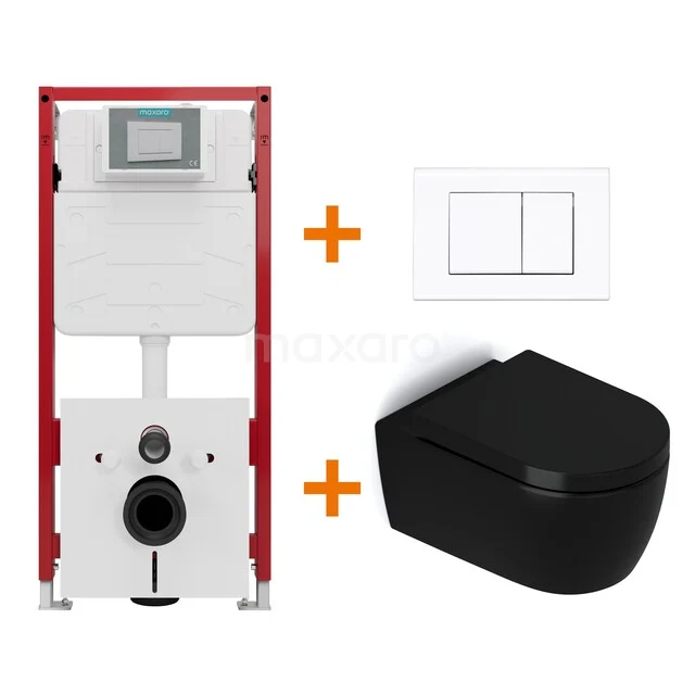 Toilet sets Matte black without rim + Maxaro Flush Pro concealed cistern with sound insulation TOI1780 Toilet sets Matte black without rim + Maxaro Flush Pro concealed cistern with sound insulation TOI1780