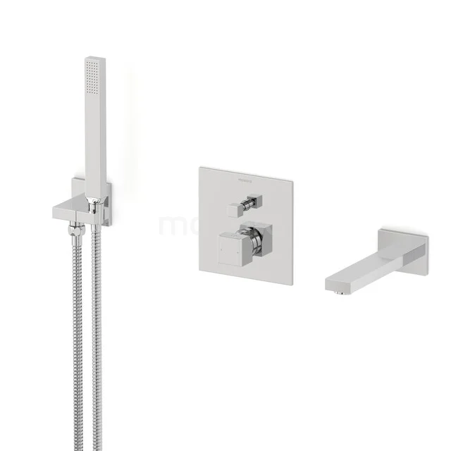 Cubic Inbouw badkranenset | Chroom Eéngreeps mengkraan met handdouche 1 stand CIC23-00006 Cubic Inbouw badkranenset | Chroom Eéngreeps mengkraan met handdouche 1 stand CIC23-00006