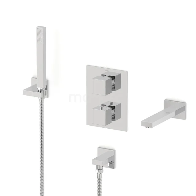 Cubic Inbouw badkranenset | Chroom Thermostaatkraan met handdouche 1 stand CIC23-00013