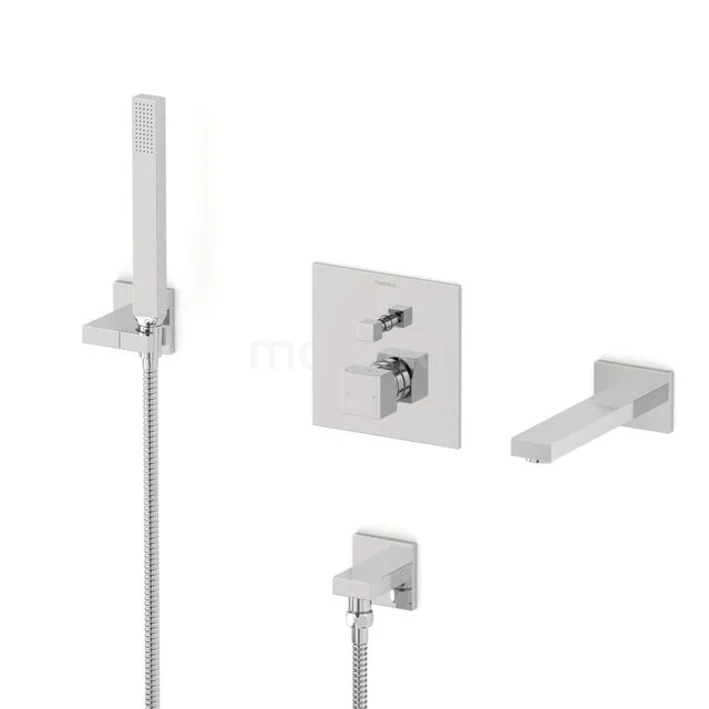 Cubic Inbouw badkranenset | Chroom Eéngreeps mengkraan met handdouche 1 stand CIC23-00014
