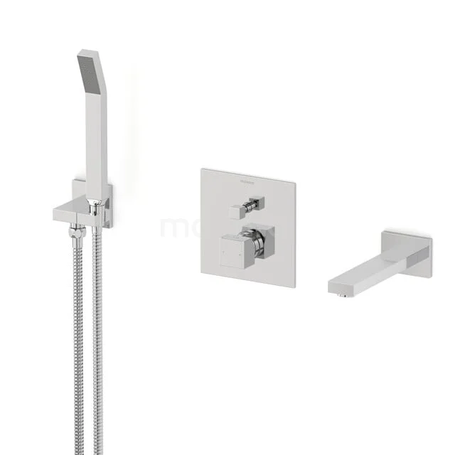Cubic Inbouw badkranenset | Chroom Eéngreeps mengkraan met handdouche 1 stand CIC23-00026