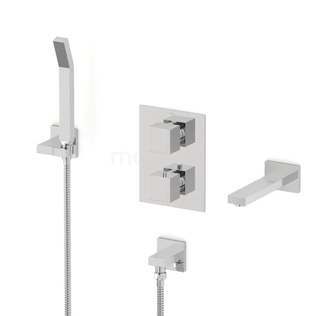 Cubic Inbouw badkranenset | Chroom Thermostaatkraan met handdouche 1 stand CIC23-00033
