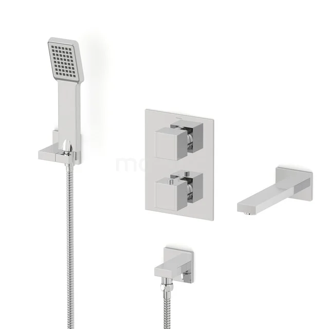 Cubic Inbouw badkranenset | Chroom Thermostaatkraan met handdouche 1 stand CIC23-00053