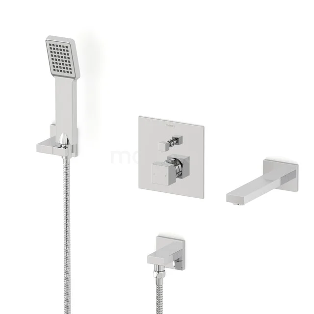 Cubic Inbouw badkranenset | Chroom Eéngreeps mengkraan met handdouche 1 stand CIC23-00054