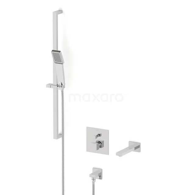 Cubic Inbouw badkranenset | Chroom Eéngreeps mengkraan met handdouche 1 stand CIC23-00058