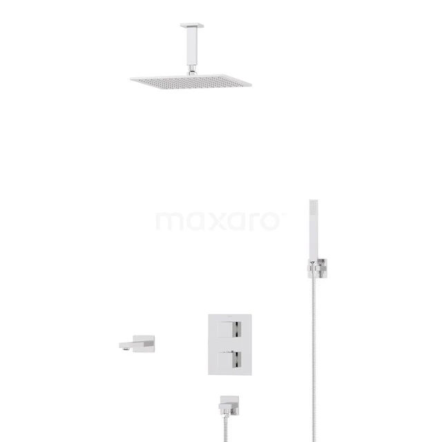 Cubic Inbouw Badkraan met regendouche | Chroom Thermostatisch DIC23-00058 Cubic Inbouw Badkraan met regendouche | Chroom Thermostatisch DIC23-00058