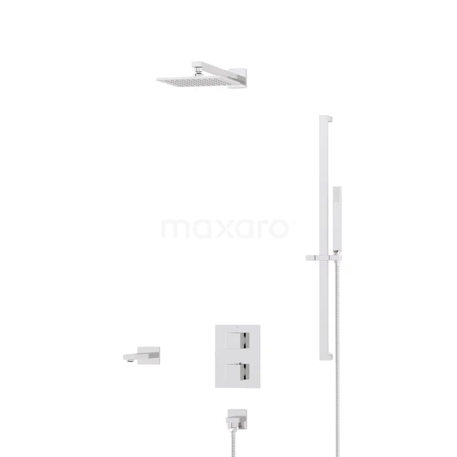 Cubic Inbouw Badkraan met regendouche | Chroom Thermostatisch DIC23-00064 Cubic Inbouw Badkraan met regendouche | Chroom Thermostatisch DIC23-00064