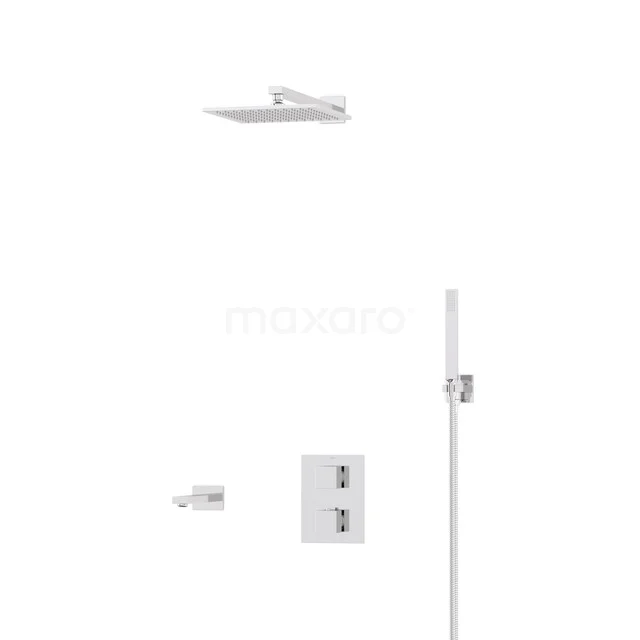 Cubic Inbouw Badkraan met regendouche | Chroom Thermostatisch DIC23-00025 Cubic Inbouw Badkraan met regendouche | Chroom Thermostatisch DIC23-00025