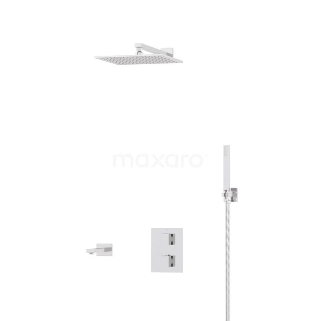 Cubic Inbouw Badkraan met regendouche | Chroom Thermostatisch DIC23-00028 Cubic Inbouw Badkraan met regendouche | Chroom Thermostatisch DIC23-00028