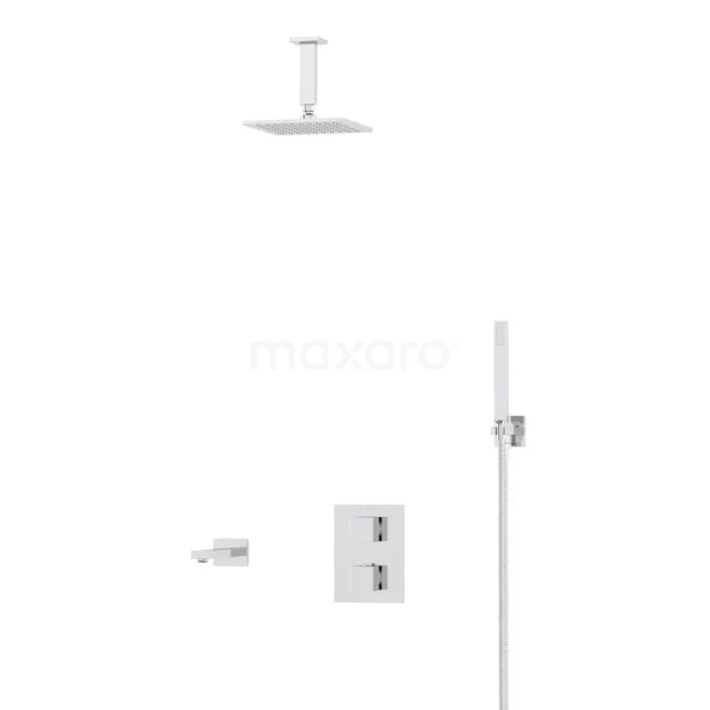 Cubic Inbouw Badkraan met regendouche | Chroom Thermostatisch DIC23-00031 Cubic Inbouw Badkraan met regendouche | Chroom Thermostatisch DIC23-00031