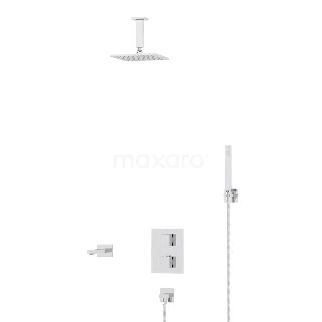 Cubic Inbouw Badkraan met regendouche | Chroom Thermostatisch DIC23-00052 Cubic Inbouw Badkraan met regendouche | Chroom Thermostatisch DIC23-00052