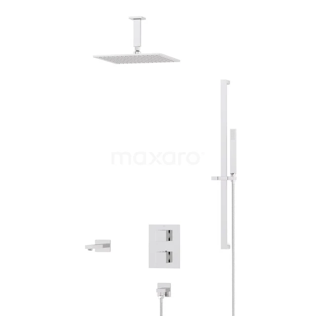 Cubic Inbouw Badkraan met regendouche | Chroom Thermostatisch DIC23-00079 Cubic Inbouw Badkraan met regendouche | Chroom Thermostatisch DIC23-00079