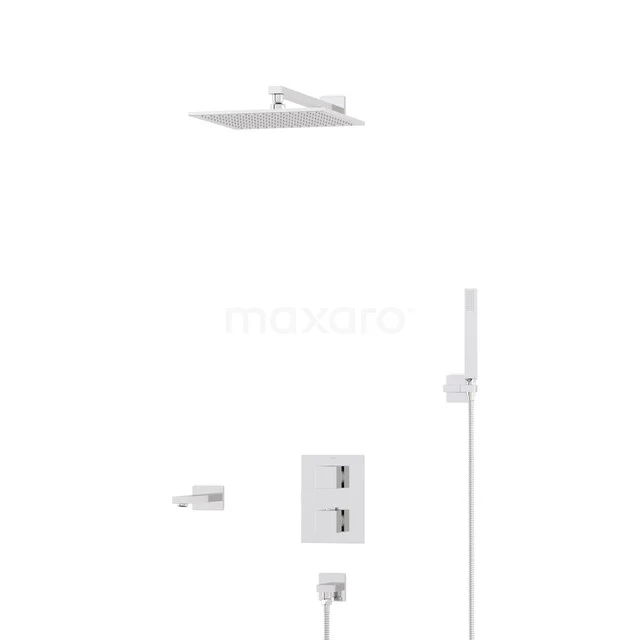 Cubic Inbouw Badkraan met regendouche | Chroom Thermostatisch DIC23-00091 Cubic Inbouw Badkraan met regendouche | Chroom Thermostatisch DIC23-00091