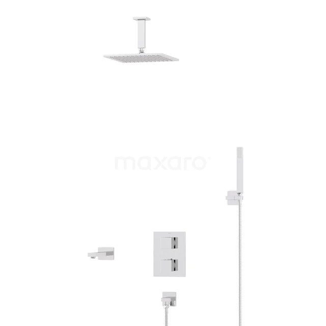 Cubic Inbouw Badkraan met regendouche | Chroom Thermostatisch DIC23-00097 Cubic Inbouw Badkraan met regendouche | Chroom Thermostatisch DIC23-00097