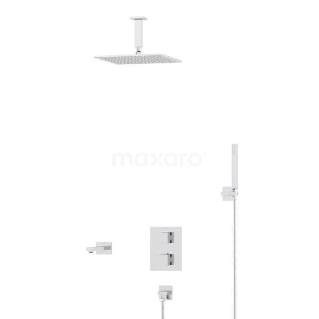 Cubic Inbouw Badkraan met regendouche | Chroom Thermostatisch DIC23-00100 Cubic Inbouw Badkraan met regendouche | Chroom Thermostatisch DIC23-00100