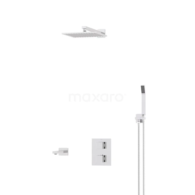 Integrierte Regenduschen-Duschset aus Chrom mit Wandgriff, ideale Ergänzung für ein modernes Badezimmer.