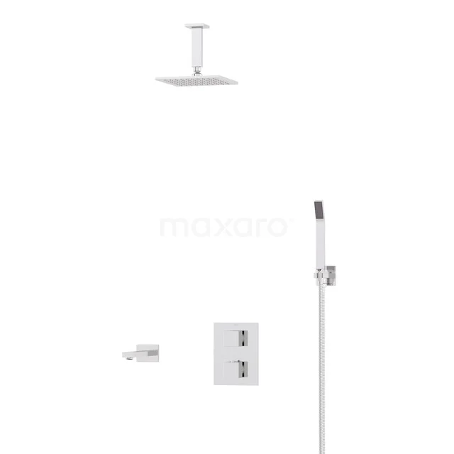 Cubic Inbouw Badkraan met regendouche | Chroom Thermostatisch DIC23-00136 Cubic Inbouw Badkraan met regendouche | Chroom Thermostatisch DIC23-00136