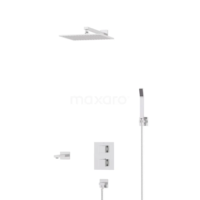 Cubic Inbouw Badkraan met regendouche | Chroom Thermostatisch DIC23-00154 Cubic Inbouw Badkraan met regendouche | Chroom Thermostatisch DIC23-00154