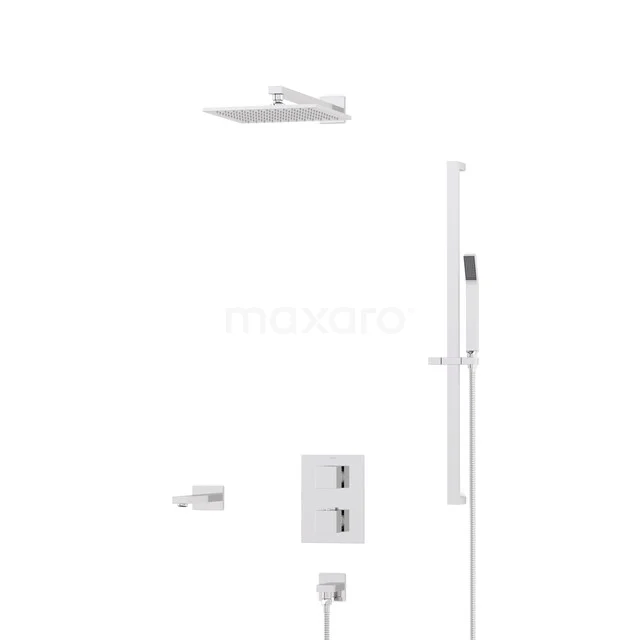 Cubic Inbouw Badkraan met regendouche | Chroom Thermostatisch DIC23-00172 Cubic Inbouw Badkraan met regendouche | Chroom Thermostatisch DIC23-00172