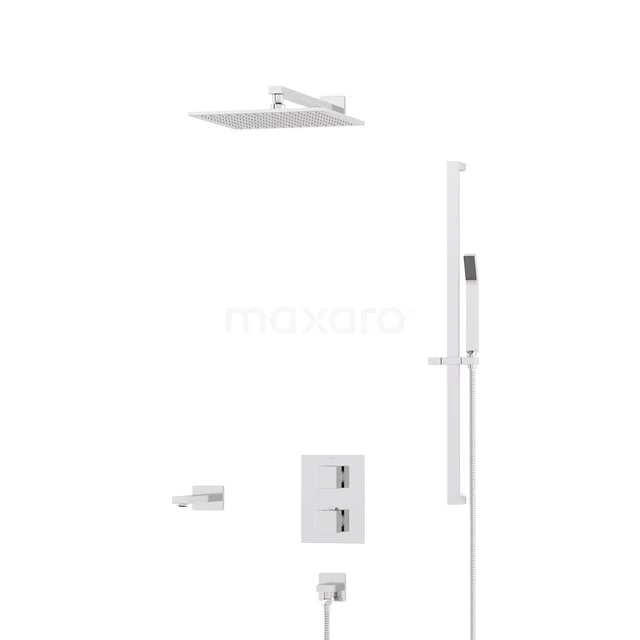 Cubic Inbouw Badkraan met regendouche | Chroom Thermostatisch DIC23-00175 Cubic Inbouw Badkraan met regendouche | Chroom Thermostatisch DIC23-00175