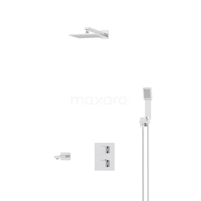 Cubic Inbouw Badkraan met regendouche | Chroom Thermostatisch DIC23-00211 Cubic Inbouw Badkraan met regendouche | Chroom Thermostatisch DIC23-00211